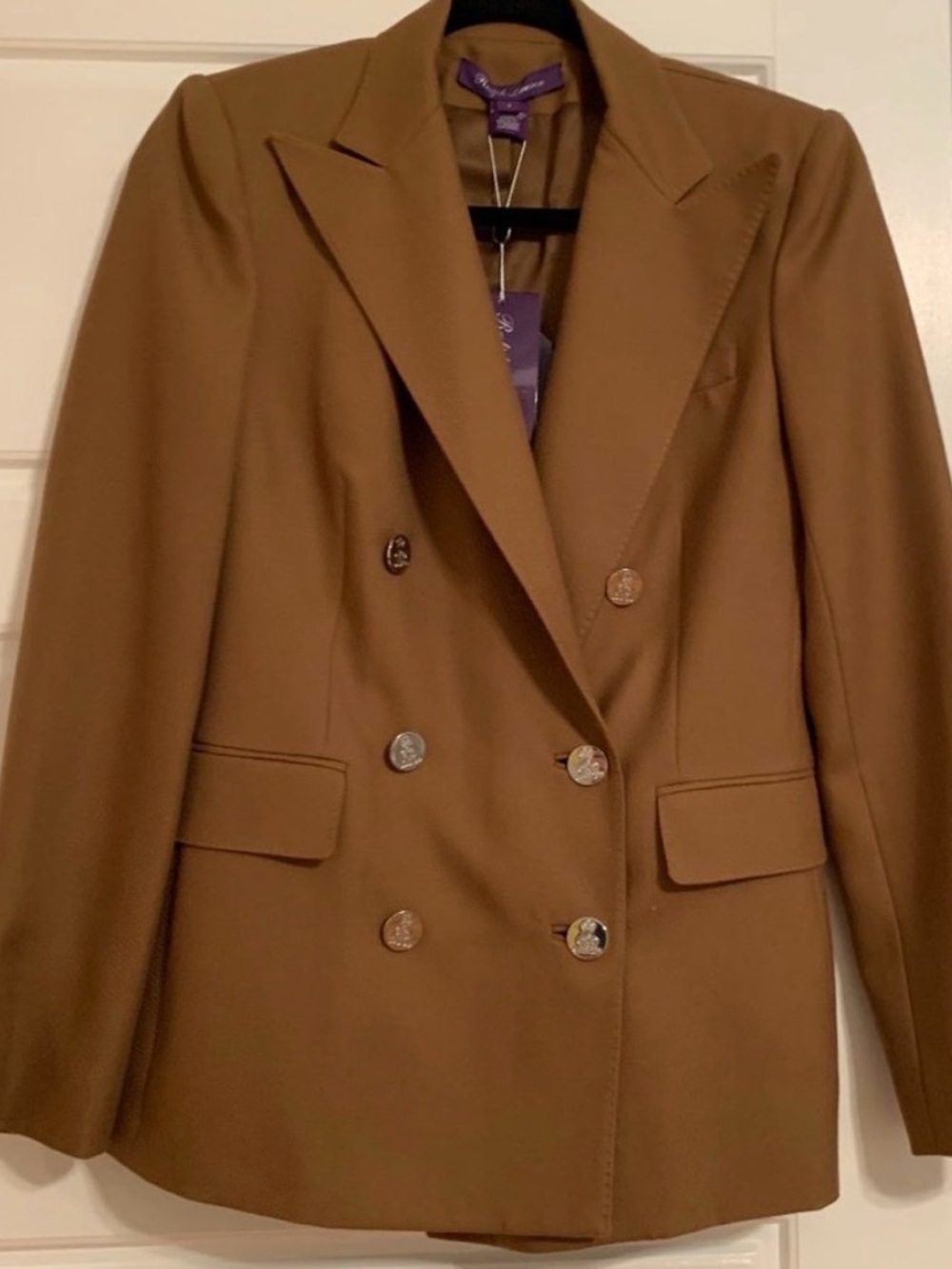 Womens Double-Breasted Brown Blazer Jacket Size 10